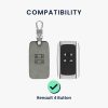 Husa Cheie Auto pentru Renault / Dacia - 4 Butoane - Keyless Go, Piele nabuc, Gri, 48565.05
