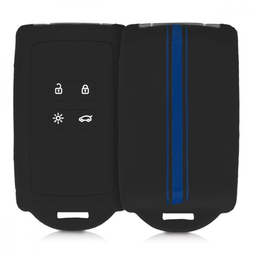 Husa Cheie Auto pentru Renault / Dacia - 4 Butoane - Keyless Go, Silicon, Albastru, 49769.03