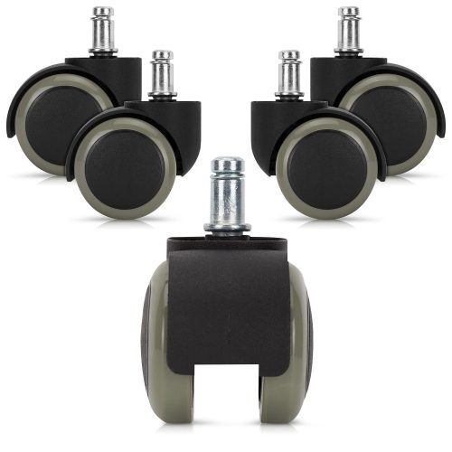 Set 5 Roti pentru scaun de birou tija 10 mm, Kwmobile, Gri, Plastic, 48041.22