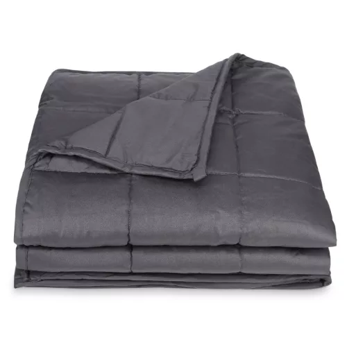 Patura grea Navaris, 135x200 cm, 6.8 kg, cu perle de sticla, gri, sticla/poliester/bumbac