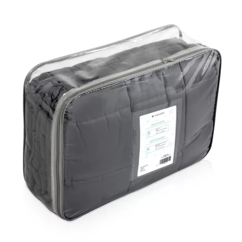 Patura grea Navaris, 135x200 cm, 6.8 kg, cu perle de sticla, gri, sticla/poliester/bumbac
