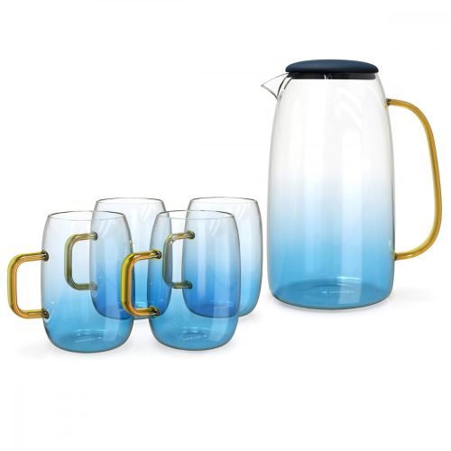 Carafa de apa Navaris 1,55 l cu 4 pahare, Universal, Sticla, 51066.04.05