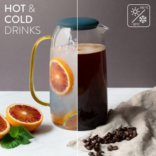 Carafa de apa Navaris 1,55 l cu 4 pahare, Universal, Sticla, 51066.04.05