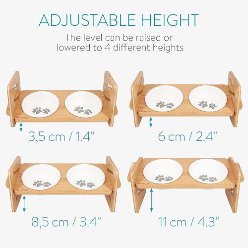 Set 2 Castroane + suport, Caini/ Pisici, Maro, 380 ml, 51308.02