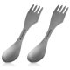 Set 2 x Spork 3-in-1 din titan pentru camping Navaris, Furculita, Lingura, Cutit, 51390.02