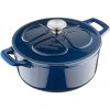 Oala din fonta cu capac Navaris - antiaderenta pentru plite/cuptoare - 24 cm - 3,5 l - albastru inchis, 48777.01.17