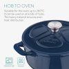 Oala din fonta cu capac Navaris - antiaderenta pentru plite/cuptoare - 24 cm - 3,5 l - albastru inchis, 48777.01.17
