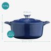 Oala din fonta cu capac Navaris - antiaderenta pentru plite/cuptoare - 24 cm - 3,5 l - albastru inchis, 48777.01.17