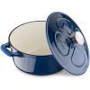 Oala din fonta cu capac Navaris - antiaderenta pentru plite/cuptoare - 24 cm - 3,5 l - albastru inchis, 48777.01.17