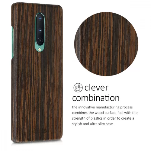Husa OnePlus 8, Lemn, Maro, 51868.01