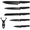 Set 5 cutite de bucatarie Navaris din otel inxoidabil, 1 cutit de curatat din ceramica, Negru, 48366.06.02