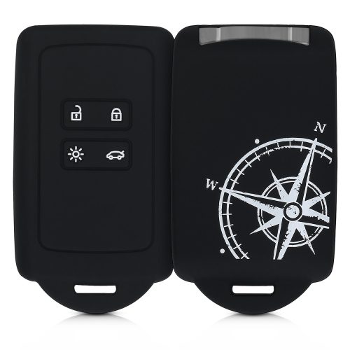 Husa Cheie Auto pentru Renault / Dacia - 4 Butoane - Keyless Go, Silicon, Negru, 49769.09
