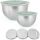 Set 2 boluri metalice multifunctionale cu capac Navaris, 20 cm si 24 cm, 3 razatori, Antiderapant, Inox, Argintiu/Verde, 49210.02.71