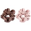 Set 2 Elastice pentru par din 100% matase elastica Navaris, Maro / Roz, 50258.02.05