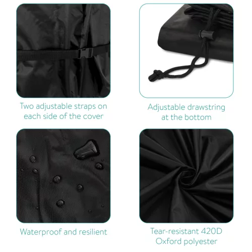 Husa masa tenis Navaris, 2 in 1, 165x70x185 cm sau 370x240 cm, fermoare, 420D Oxford, negru, poliester