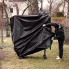 Husa masa tenis Navaris, 2 in 1, 165x70x185 cm sau 370x240 cm, fermoare, 420D Oxford, negru, poliester