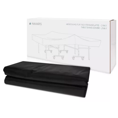 Husa masa tenis Navaris, 2 in 1, 165x70x185 cm sau 370x240 cm, fermoare, 420D Oxford, negru, poliester