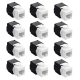 Set 12 Mufe CAT6 de 1 Gbit pentru cabluri Ethernet RJ45, Kwmobile, Negru/Alb, Plastic, 52518.12