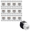 Set 12 Mufe CAT6 de 1 Gbit pentru cabluri Ethernet RJ45, Kwmobile, Negru/Alb, Plastic, 52518.12
