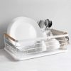 Scurgator de vase Navaris, cu suport de picurare, cu raft pentru farfurii, pahare si tacamuri, alb, 42.5x31.5x14 cm, 52545.01