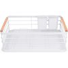 Scurgator de vase Navaris, cu suport de picurare, cu raft pentru farfurii, pahare si tacamuri, alb, 42.5x31.5x14 cm, 52545.01