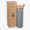 Sticla de ceai din sticla borosilicata cu pereti dubli Navaris, 450 ml, Infuzor, Husa, 45888.1.01