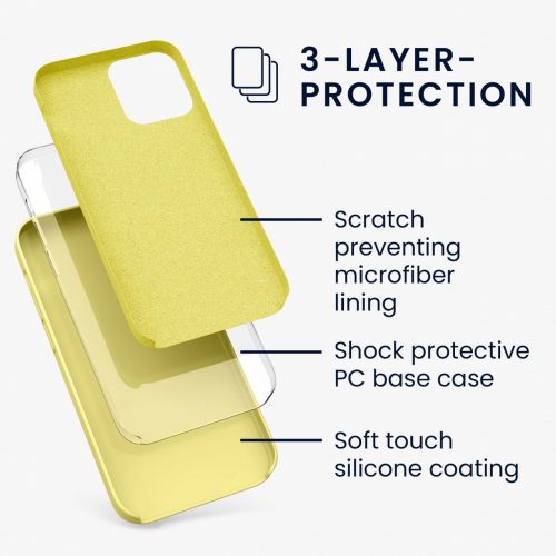 Husa Apple iPhone 12 / iPhone 12 Pro, Silicon, Galben, 52641.49