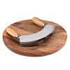 Set tocator rotund si cutit semicircular Navaris, 24x24x3 cm, pentru ierburi aromatice, 52978.01
