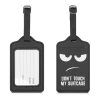 Set 2 Etichete pentru bagaje, Piele ecologica, Negru / Alb, 53127.01