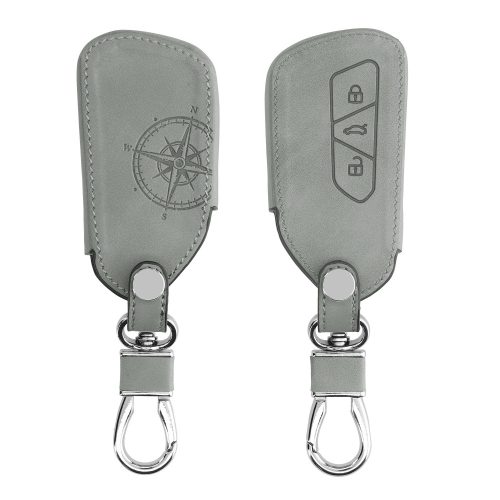 Husa Cheie Auto pentru VW - 3 Butoane, Piele nabuc, Gri, 52653.03