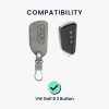 Husa Cheie Auto pentru VW - 3 Butoane, Piele nabuc, Gri, 52653.03