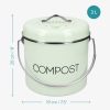 Cos de compost Navaris, 3 L, cu maner si 3 filtre carbon, pentru bucatarie, verde menta, verde, metal