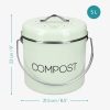 Cos compost Navaris, 3 filtre carbune activ, 5L, maner transport, bucatarie, verde menta, verde, otel