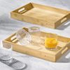 Set 3 tavi servire din bambus Navaris, cu manere pentru transport usor, 53446.03