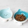 Set 2 Boluri din ceramica pentru pisici Navaris, Anti-alunecare, Verde, 50736.04