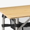 Masa de camping pliabila din bambus cu raft Navaris, 100 x 65 cm, Reglabila, Bambus, 51166.3.01