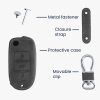 Husa Cheie Auto pentru VW / Skoda / Seat - 3 Butoane, Piele nabuc, Gri, 48570.19