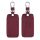 Husa Cheie Auto pentru Renault / Dacia - 4 Butoane - Keyless Go, Piele nabuc, Rosu, 48564.20