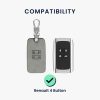 Husa Cheie Auto pentru Renault / Dacia - 4 Butoane - Keyless Go, Piele nabuc, Gri, 48565.16