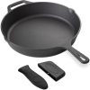 Tigaie din fonta antiaderenta Navaris pentru aragaz/cuptor/gratar - 30 cm - negru, 48585.03