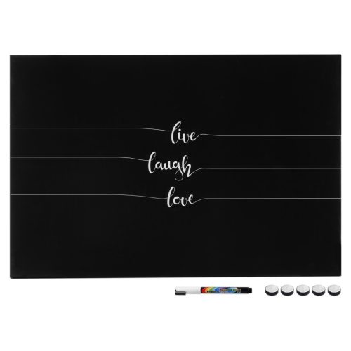 Tabla magnetica Navaris, 60x40 cm, Live, laugh, love, pentru mesaje si note, MDF usoara, negru, MDF