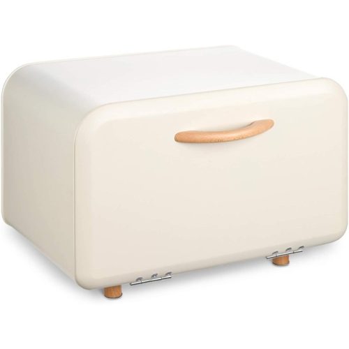 Cutie de paine din metal, Navaris, deschidere frontala, 35.2x23.5x23 cm, Crem, 51503.02.16