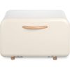 Cutie de paine din metal, Navaris, deschidere frontala, 35.2x23.5x23 cm, Crem, 51503.02.16