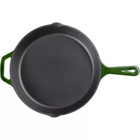   Tigaie adanca rotunda din fonta cu maner Navaris - 30 cm, Verde inchis, 53784.02