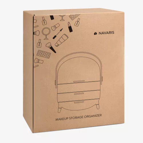 Organizator pentru cosmetice cu 2 sertare si capac transparent Navaris, Verde, 53845.07