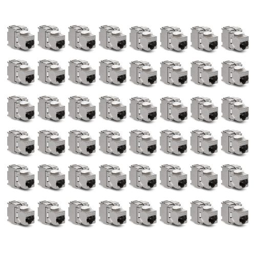 Set 48 Mufe CAT6A de 10 Gbit pentru cabluri Ethernet RJ45, Kwmobile, Argintiu, Metal, 45358.48
