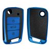 Husa Cheie Auto pentru VW / Skoda / Seat - 3 Butoane, kwmobile, Silicon, Albastru / Negru, 54022.02