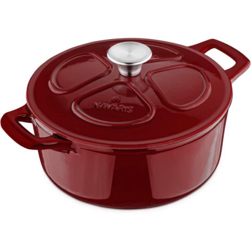 Oala din fonta antiaderenta Navaris pentru Plite/Cuptoare - 24cm - 3,5L - Rosu inchis, 48777.01.20