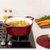 Oala din fonta antiaderenta Navaris pentru Plite/Cuptoare - 24cm - 3,5L - Rosu inchis, 48777.01.20