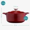 Oala din fonta antiaderenta Navaris pentru Plite/Cuptoare - 24cm - 3,5L - Rosu inchis, 48777.01.20